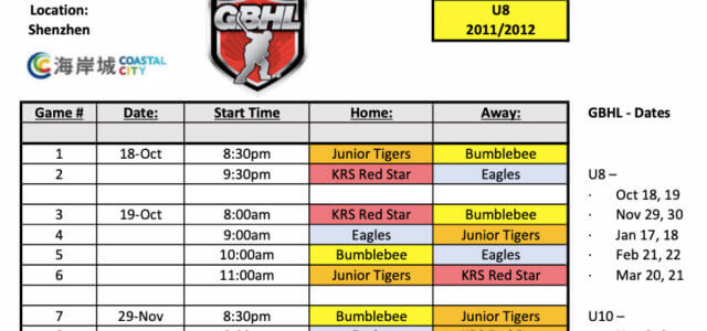 The GBHL Schedule Announced