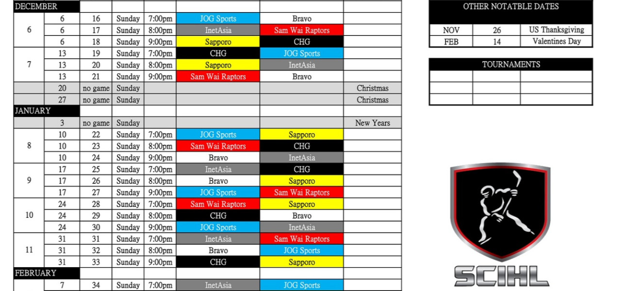 The 2020-21 Season Schedule